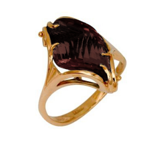 Золотое кольцо с раух-топазом