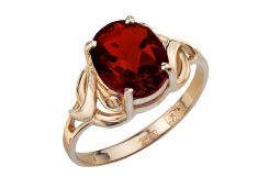 Кольцо из желтого золота с гранатом