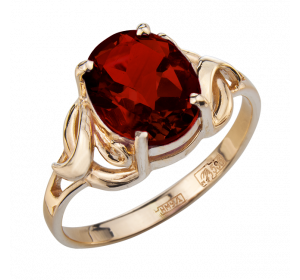 Кольцо из желтого золота с гранатом