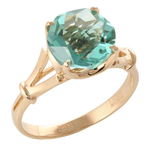 Золотое кольцо с аквамарином