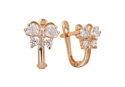 Золотые cерьги классические с фианитом