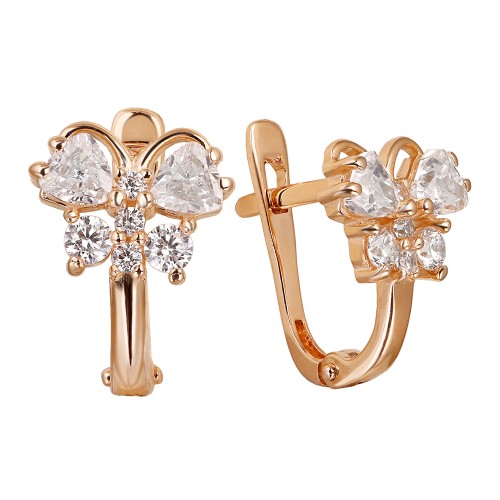 Золотые cерьги классические с фианитом