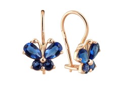 Золотые cерьги классические с фианитом