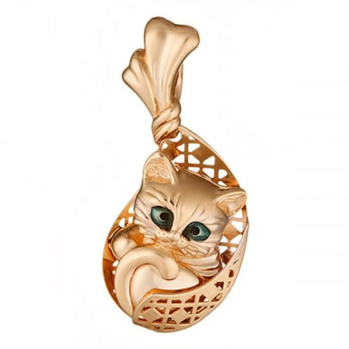 Подвеска из красного золота 585 пробы с эмалью