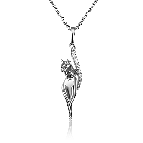 Подвеска из белого золота с фианитом