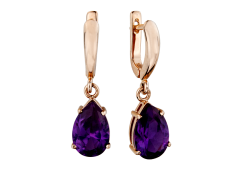 Золотые cерьги висячие с александритом