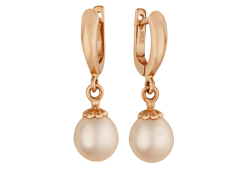 Золотые cерьги висячие с жемчугом