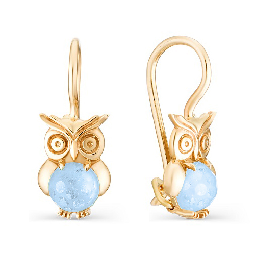 Золотые cерьги классические с фианитом