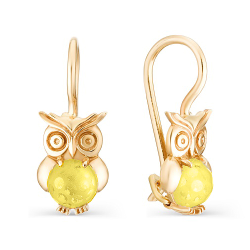 Золотые cерьги классические с фианитом