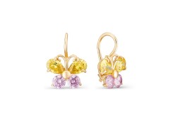 Золотые cерьги классические с фианитом