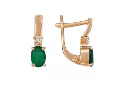 Золотые cерьги с агатом зеленым