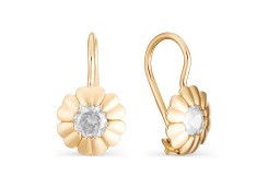 Золотые cерьги классические с фианитом