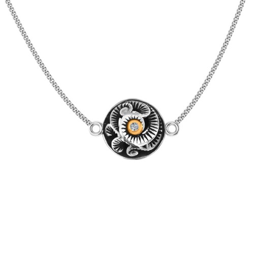 Серебряное колье с позолотой с чернением