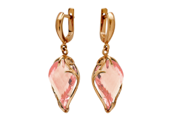 Золотые cерьги висячие с ситаллом