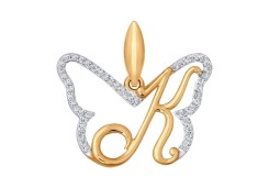 Золотая подвеска с фианитом