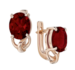 Серьги из желтого золота с гранатом