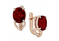 Серьги из желтого золота с гранатом