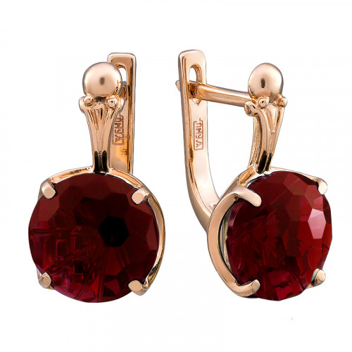 Серьги из желтого золота с гранатом