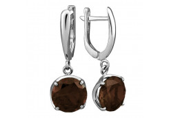 Серебряные cерьги висячие с раух-топазом