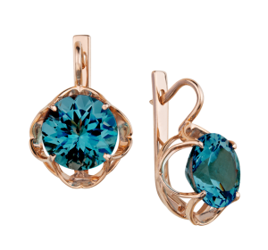 Золотые cерьги с ситаллом