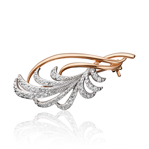 Брошь из золота с фианитом