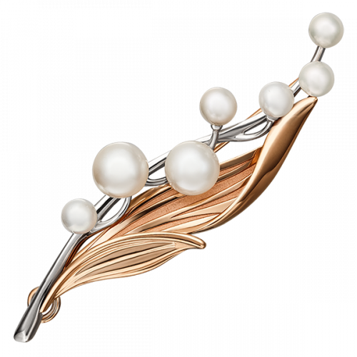 Брошь из золота с жемчугом