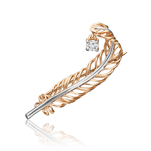 Брошь из золота с фианитом