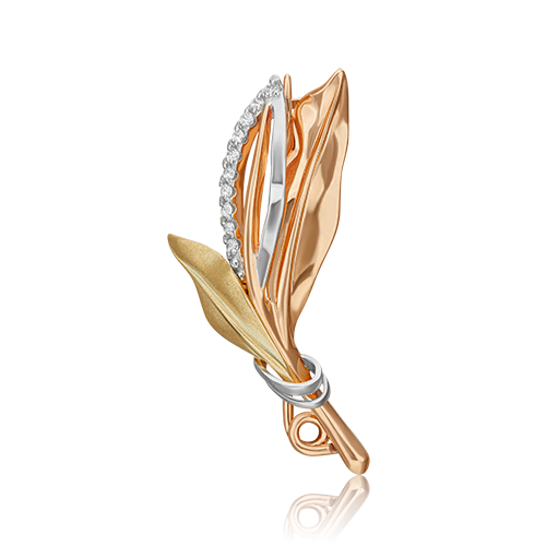 Брошь из золота с фианитом