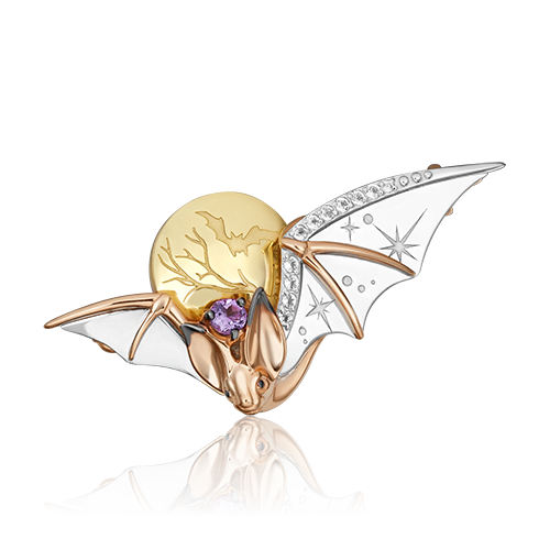 Брошь из золота с полудрагоценными камнями