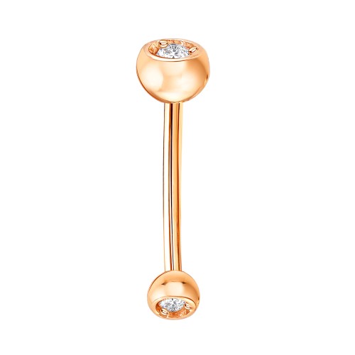 Серьга д/пирсинга из золота с фианитом