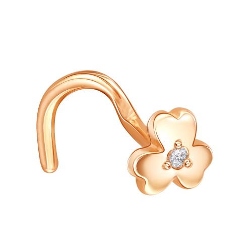 Серьга д/пирсинга из золота с фианитом