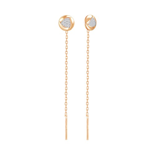 Золотые cерьги классические с фианитом