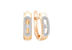 Золотые cерьги классические с фианитом