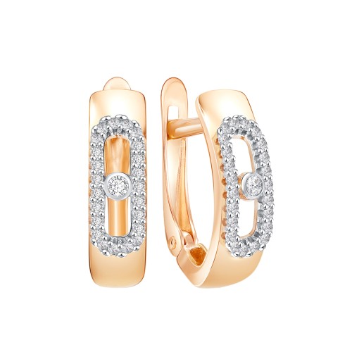 Золотые cерьги классические с фианитом