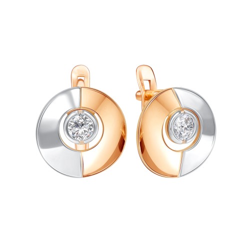 Золотые cерьги с фианитом