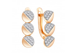 Золотые cерьги классические с фианитом