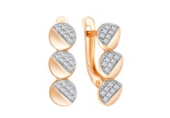 Золотые cерьги классические с фианитом