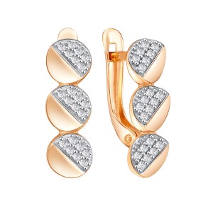 Золотые cерьги классические с фианитом