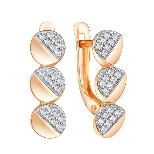 Золотые cерьги классические с фианитом