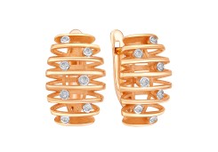 Золотые cерьги классические с фианитом