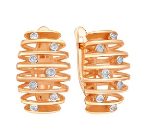 Золотые cерьги классические с фианитом