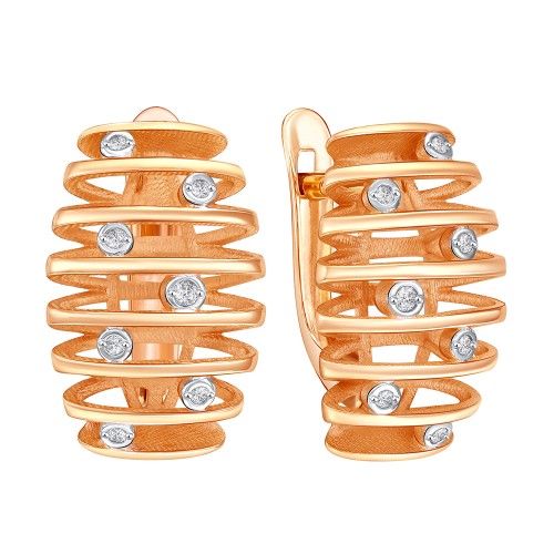 Золотые cерьги классические с фианитом