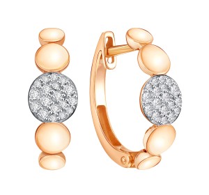 Золотые cерьги классические с фианитом