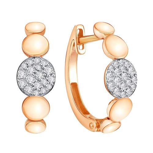 Золотые cерьги классические с фианитом