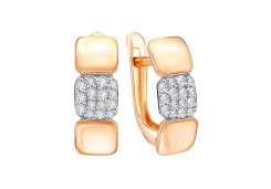 Золотые cерьги классические с фианитом
