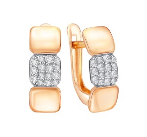 Золотые cерьги классические с фианитом