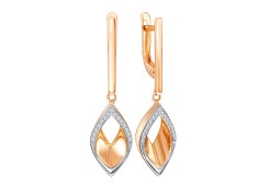 Золотые cерьги висячие с фианитом