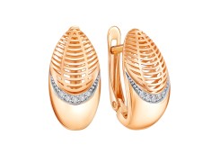Золотые cерьги классические с фианитом