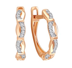 Золотые cерьги классические с фианитом