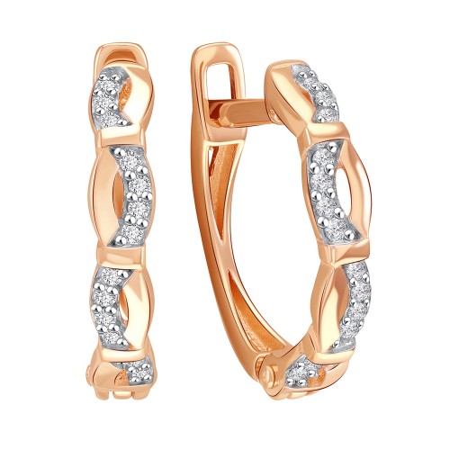 Золотые cерьги классические с фианитом